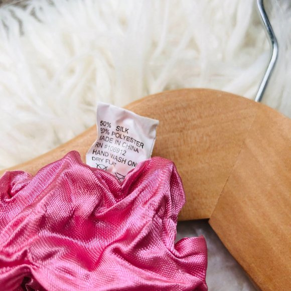 Pink Crinkle Silk Blend Top Women Shirt Size Medium - Picture 4 of 6